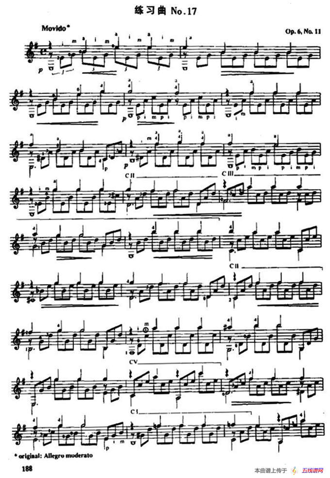 费尔南多·索尔 古典吉他练习曲 No.17（Op.6  No.11）