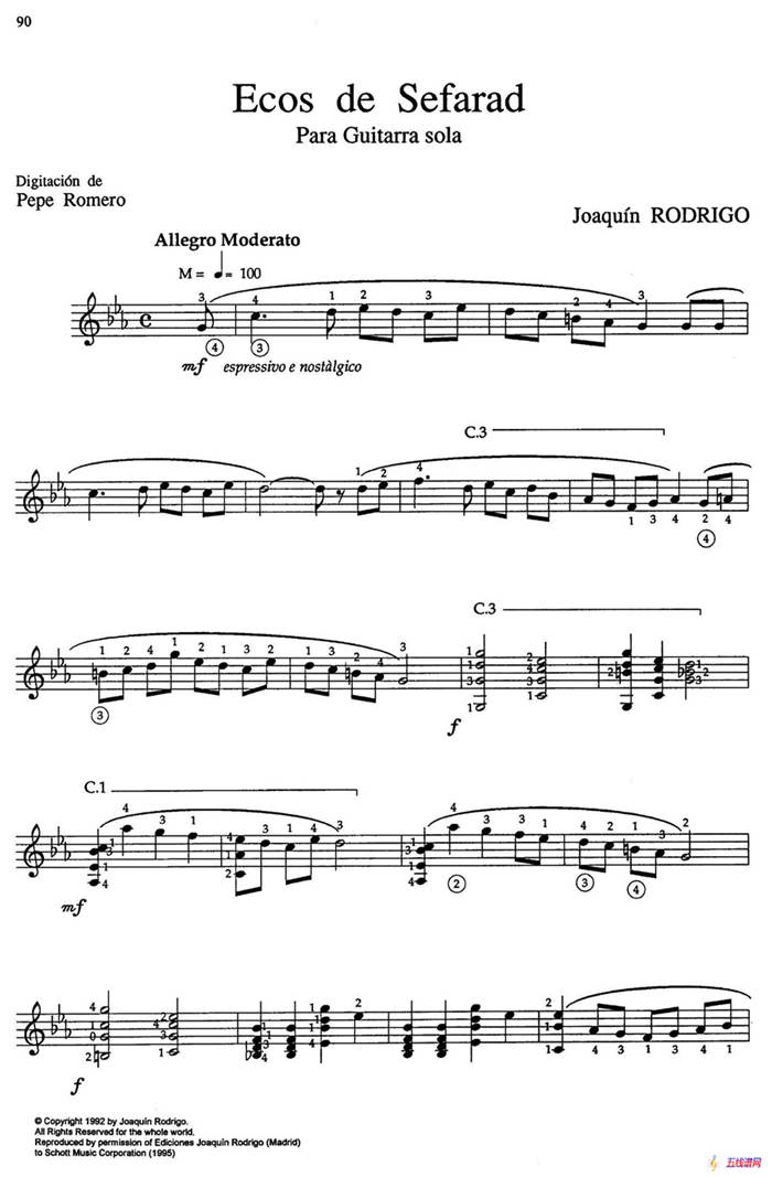 Joaquin Rodrigo Music for Guitar（罗德里戈吉他音乐P90-94（古典吉他）