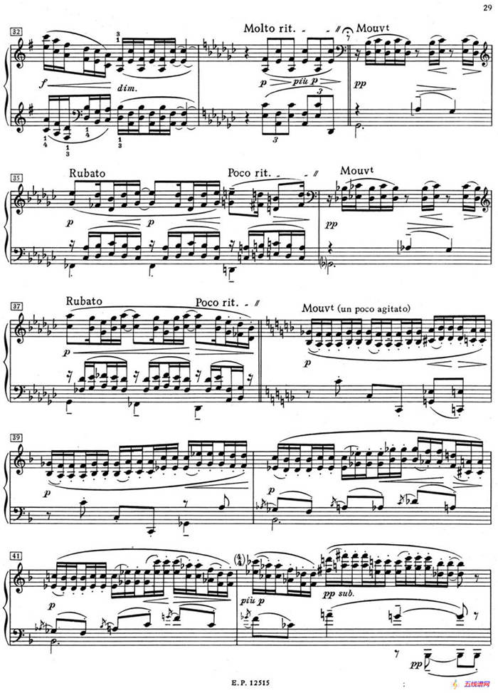 德彪西12首钢琴练习曲（4 六度练习v1.0 sixtes）