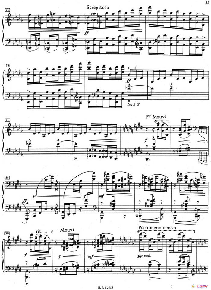 德彪西12首钢琴练习曲（5 八度练习v1.0 octaves）