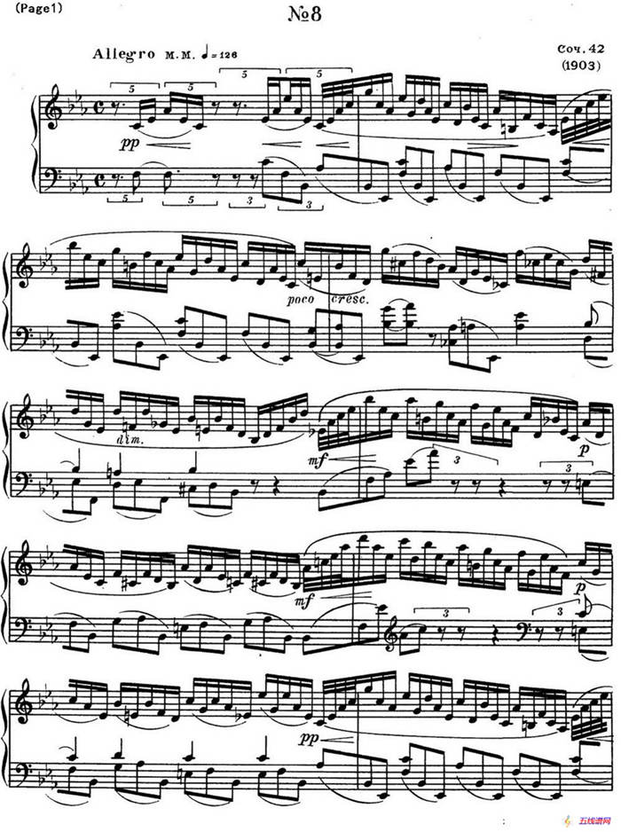 斯克里亚宾8首钢琴练习曲 Op42（No.8 Alexander Scriabin Etudes）