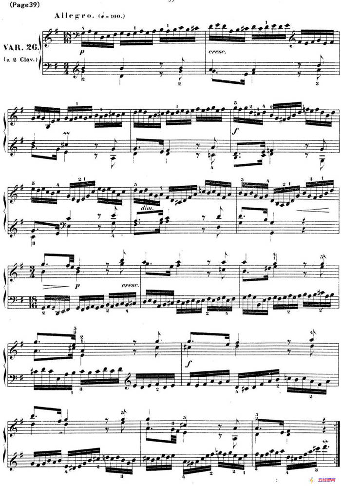 哥德堡变奏曲 巴赫 Goldberg Variationen BWV988