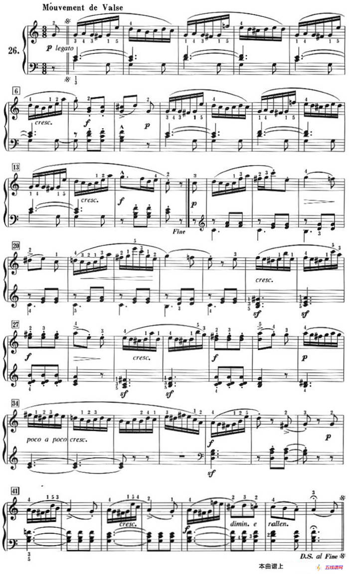 50首莱蒙钢琴练习曲 作品37（NO.26）