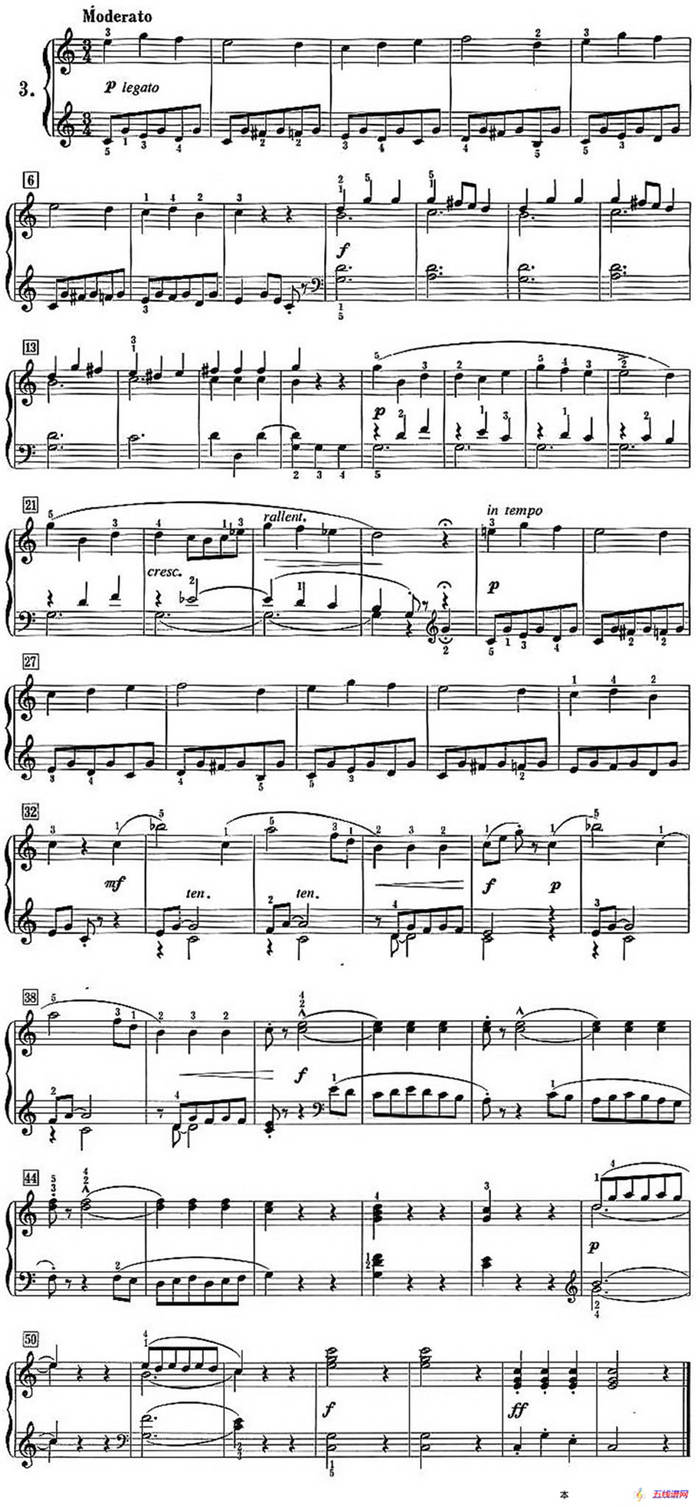 50首莱蒙钢琴练习曲 作品37（No.3）