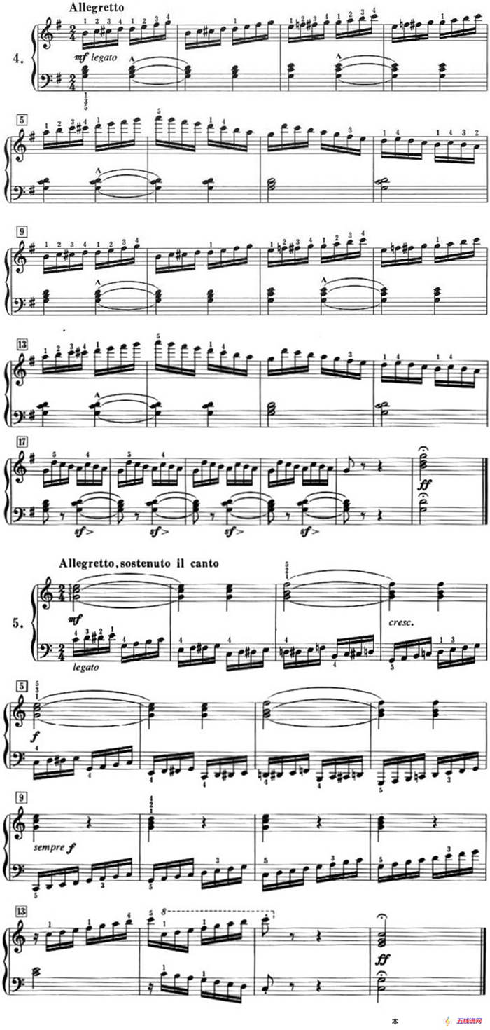 50首莱蒙钢琴练习曲 作品37（NO.4-No.5）