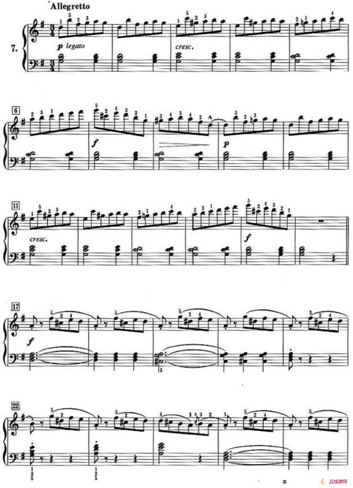 50首莱蒙钢琴练习曲 作品37（NO.7）