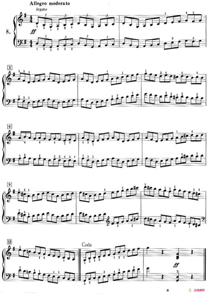 50首莱蒙钢琴练习曲 作品37（NO.8）