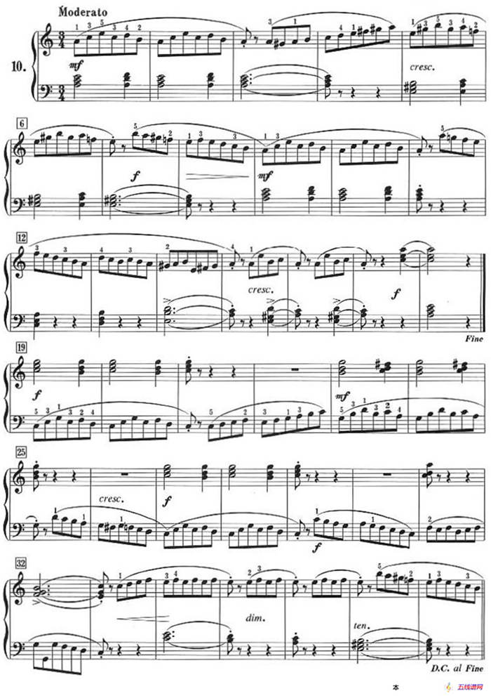 50首莱蒙钢琴练习曲 作品37（NO.10）