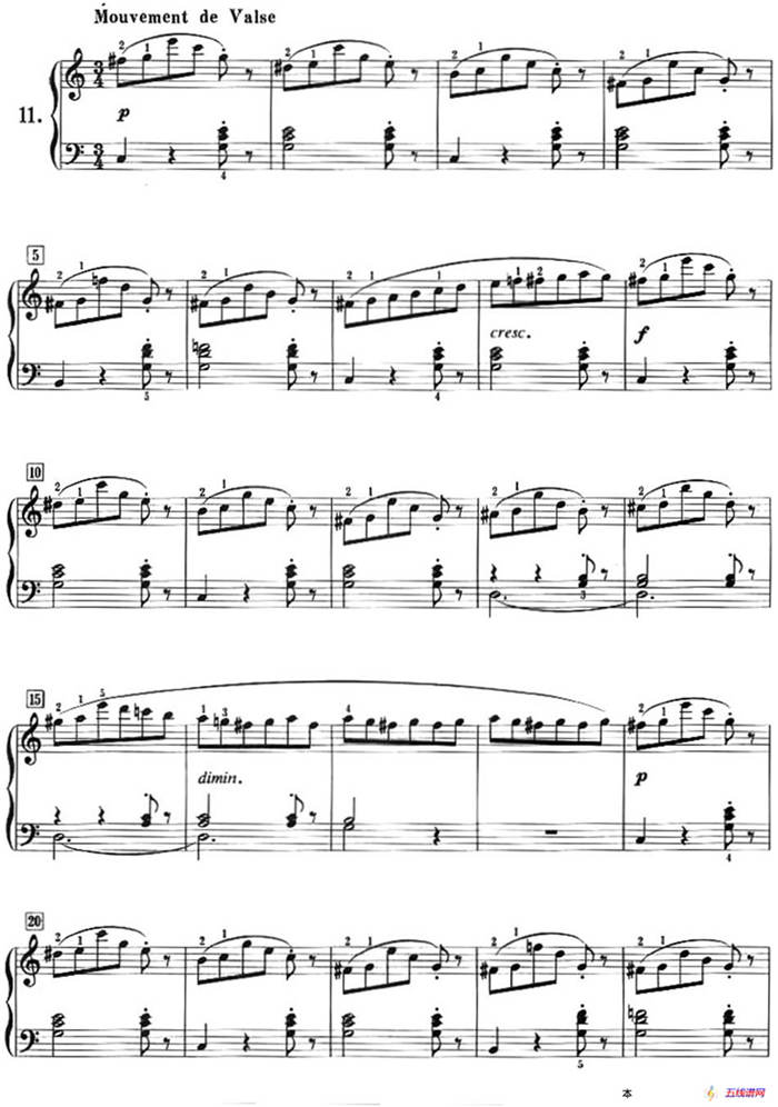 50首莱蒙钢琴练习曲 作品37（NO.11）