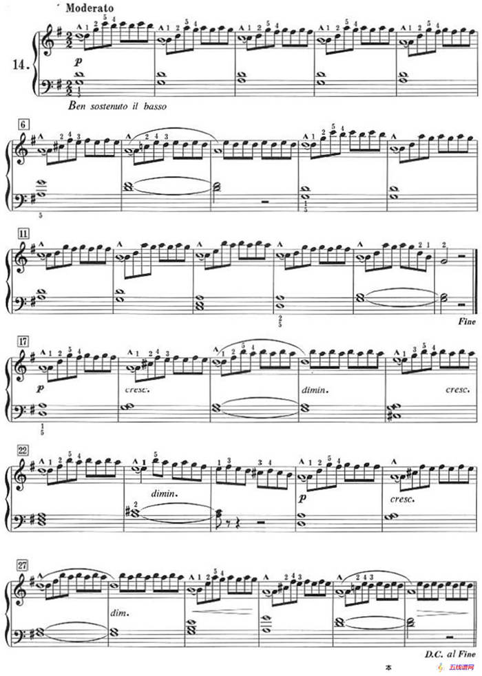 50首莱蒙钢琴练习曲 作品37（NO.14）