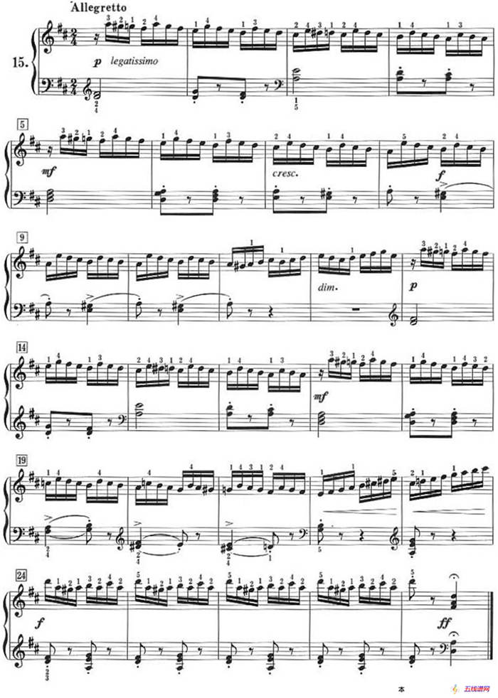 50首莱蒙钢琴练习曲 作品37（NO.15）