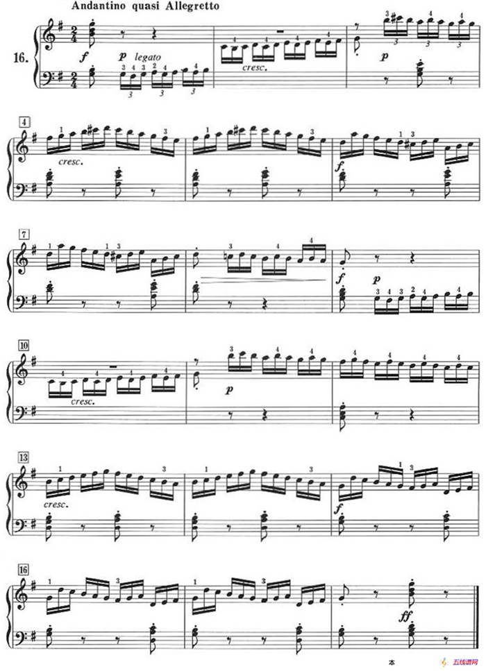 50首莱蒙钢琴练习曲 作品37（NO.16）