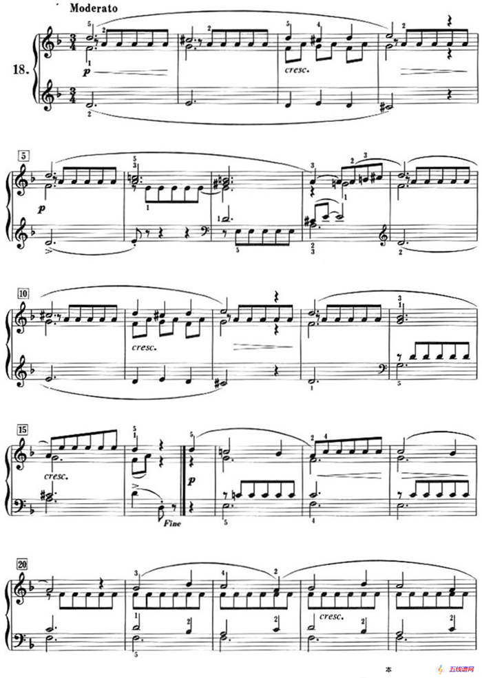 50首莱蒙钢琴练习曲 作品37（NO.18）