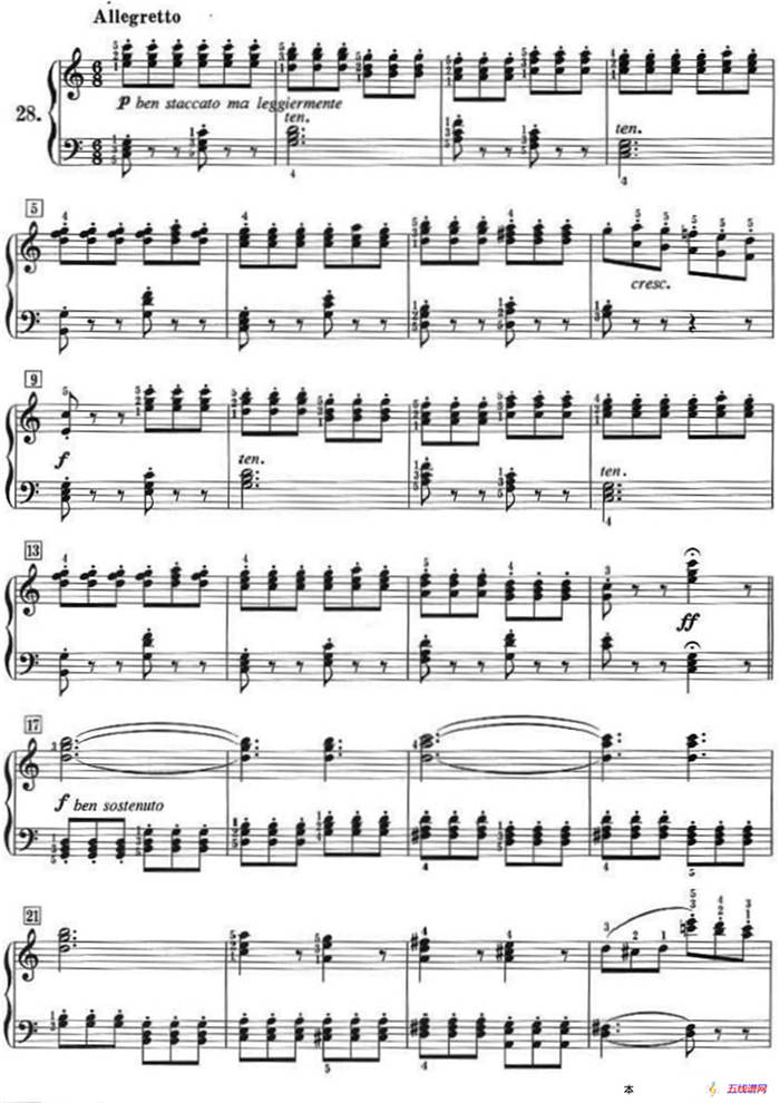 50首莱蒙钢琴练习曲 作品37（NO.28）