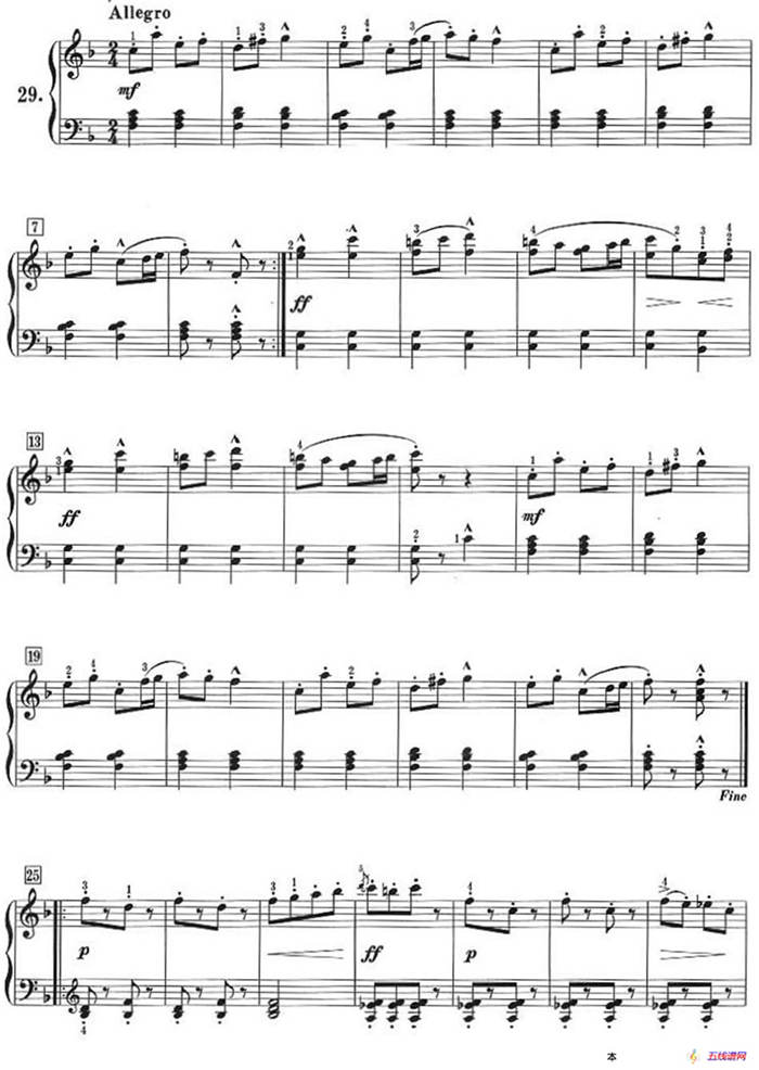 50首莱蒙钢琴练习曲 作品37（NO.29）