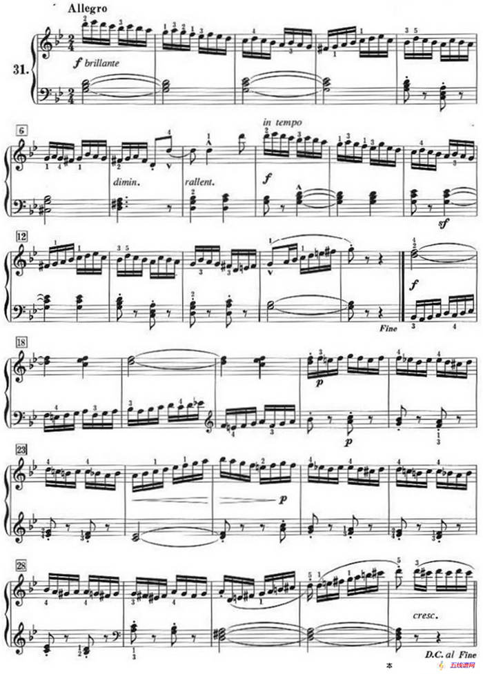 50首莱蒙钢琴练习曲 作品37（NO.31）