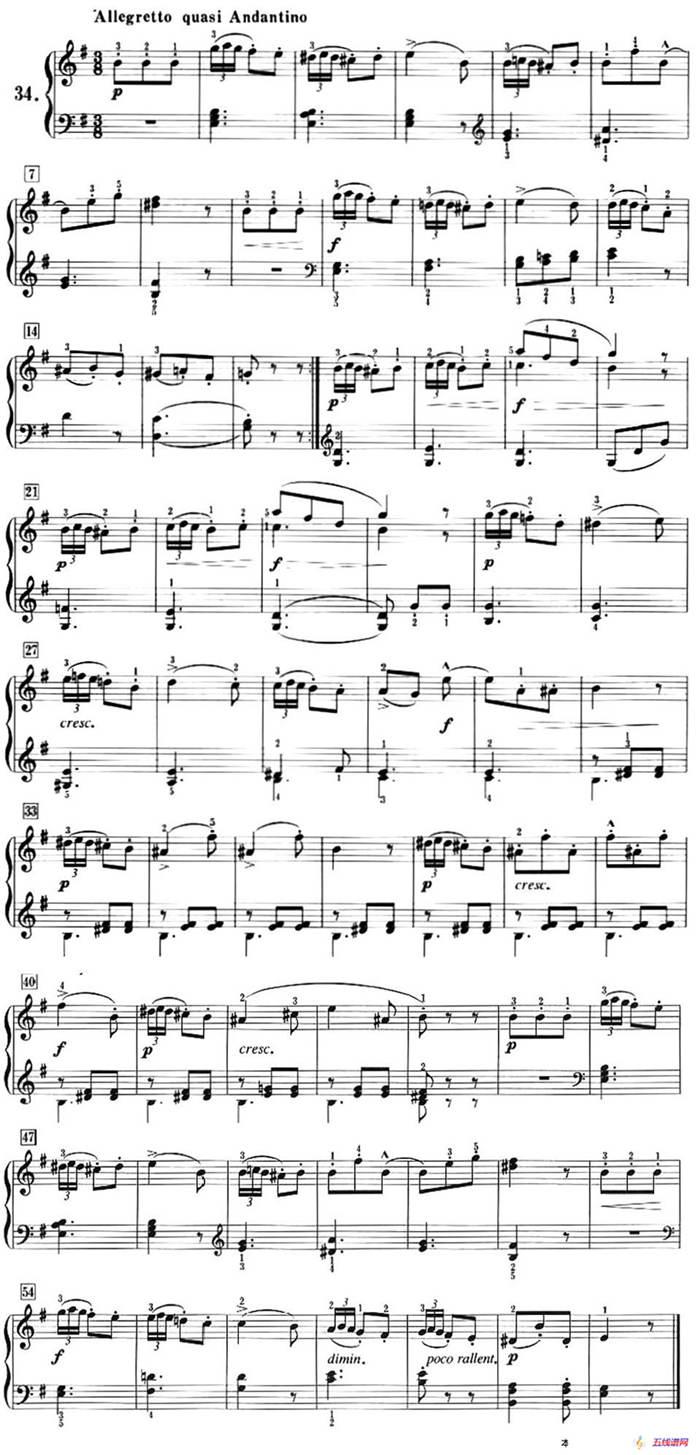 50首莱蒙钢琴练习曲 作品37（NO.34）