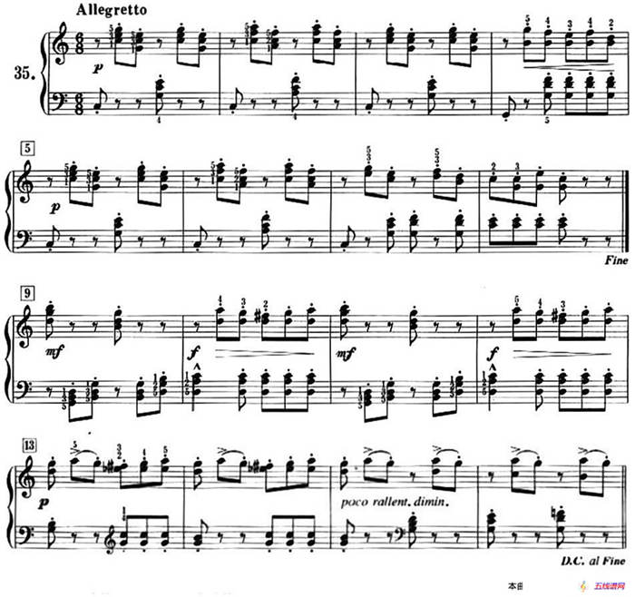 50首莱蒙钢琴练习曲 作品37（NO.35）
