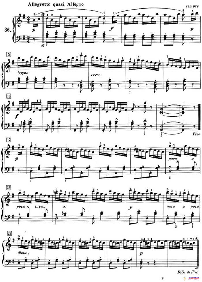50首莱蒙钢琴练习曲 作品37（NO.36）