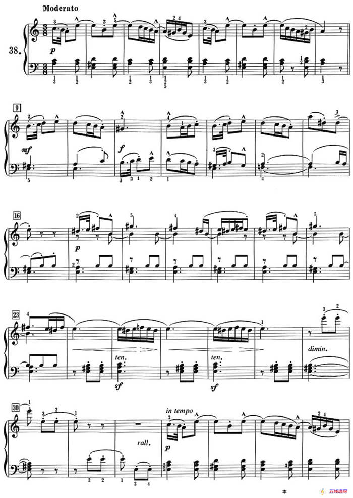 50首莱蒙钢琴练习曲 作品37（NO.38）
