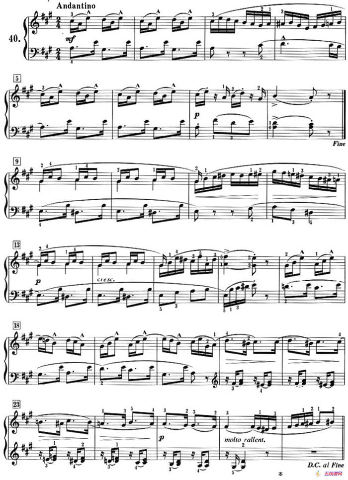 50首莱蒙钢琴练习曲 作品37（NO.40）