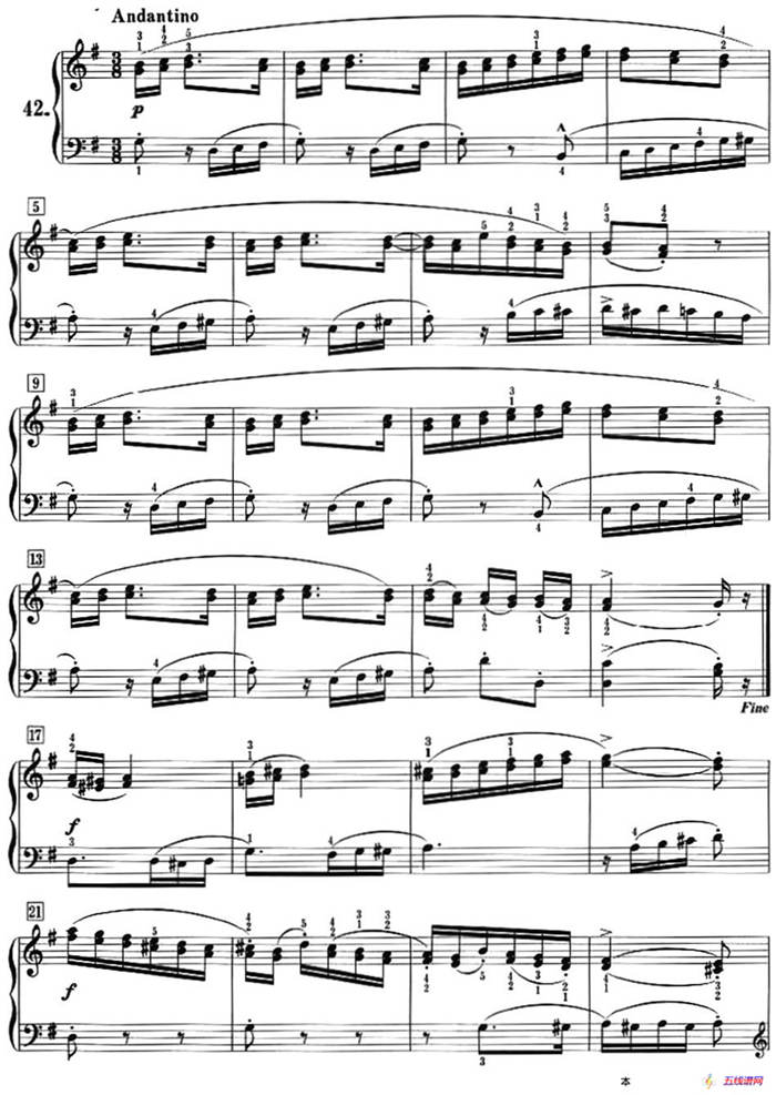 50首莱蒙钢琴练习曲 作品37（NO.42）