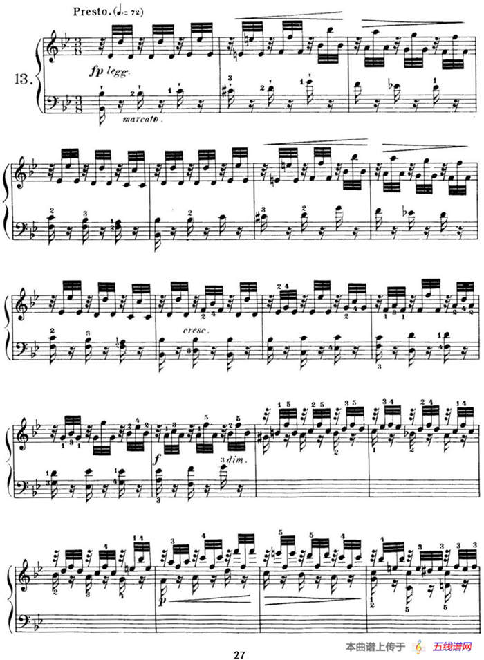 40首车尔尼Op.299钢琴快速练习曲（NO.13）