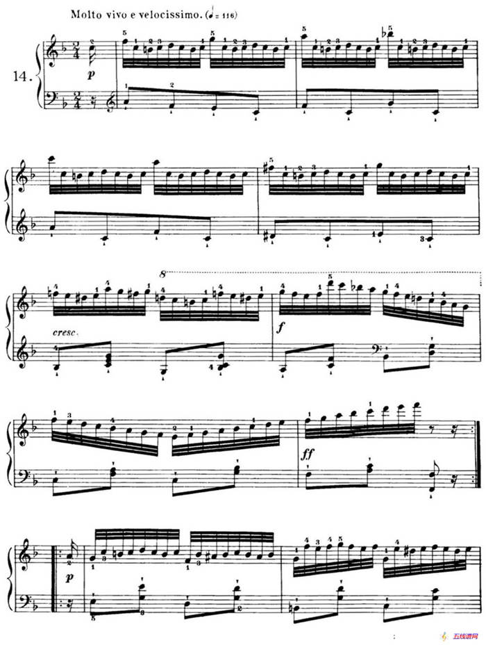 40首车尔尼Op.299钢琴快速练习曲（NO.14）