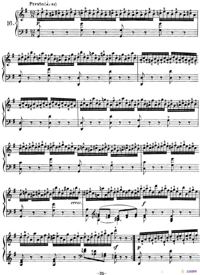 40首车尔尼Op.299钢琴快速练习曲（NO.16）