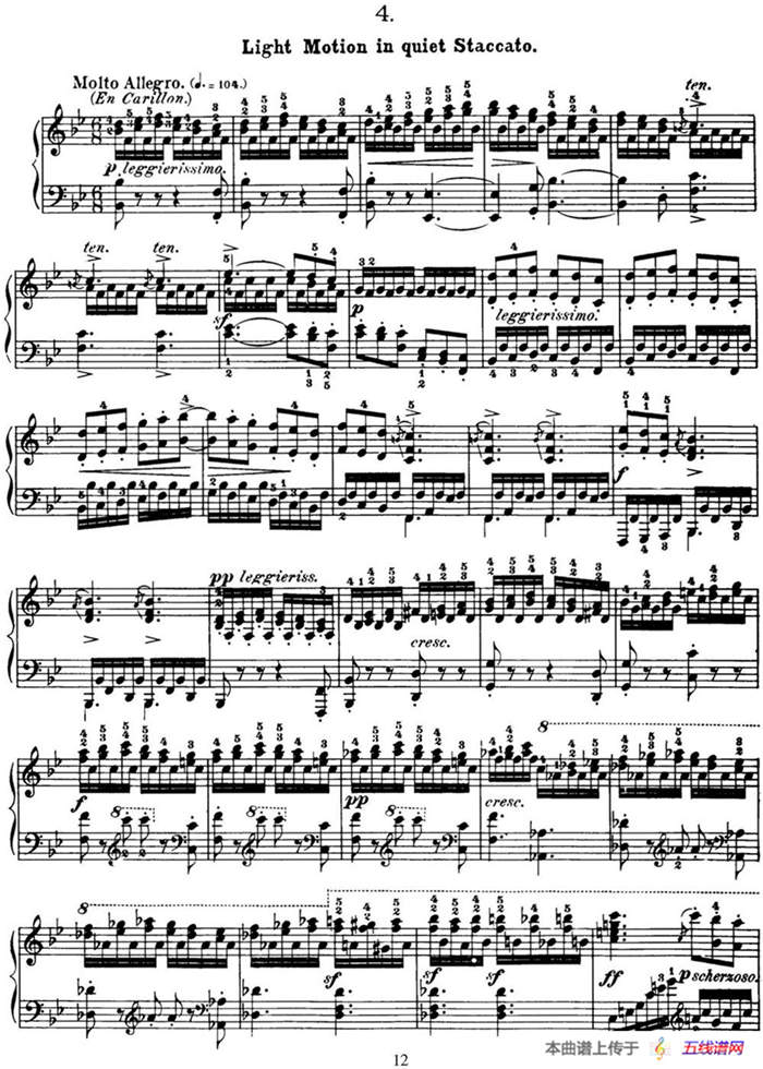 50首车尔尼Op.740钢琴手指灵巧技术练习曲（NO.4）