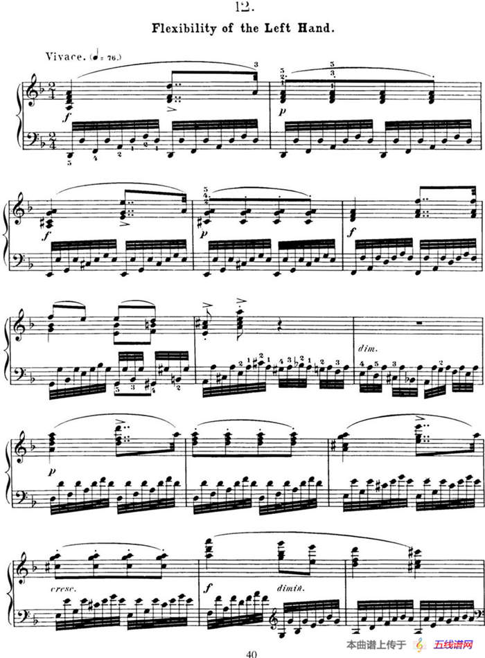 50首车尔尼Op.740钢琴手指灵巧技术练习曲（NO.12）