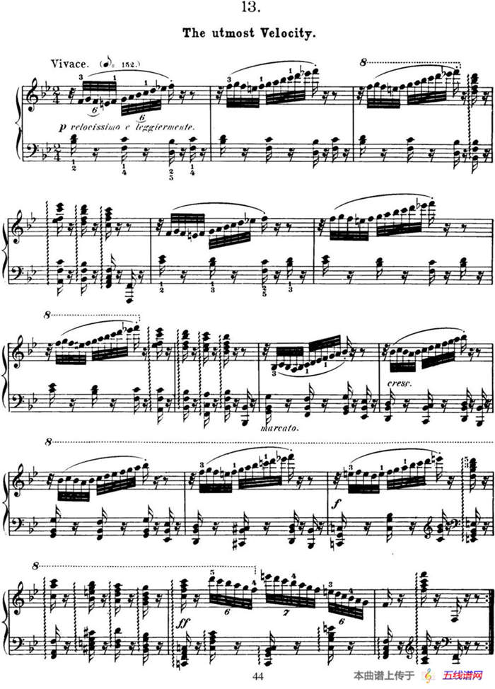 50首车尔尼Op.740钢琴手指灵巧技术练习曲（NO.13）