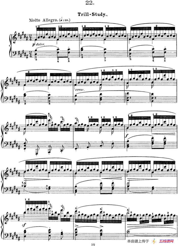 50首车尔尼Op.740钢琴手指灵巧技术练习曲（NO.22）