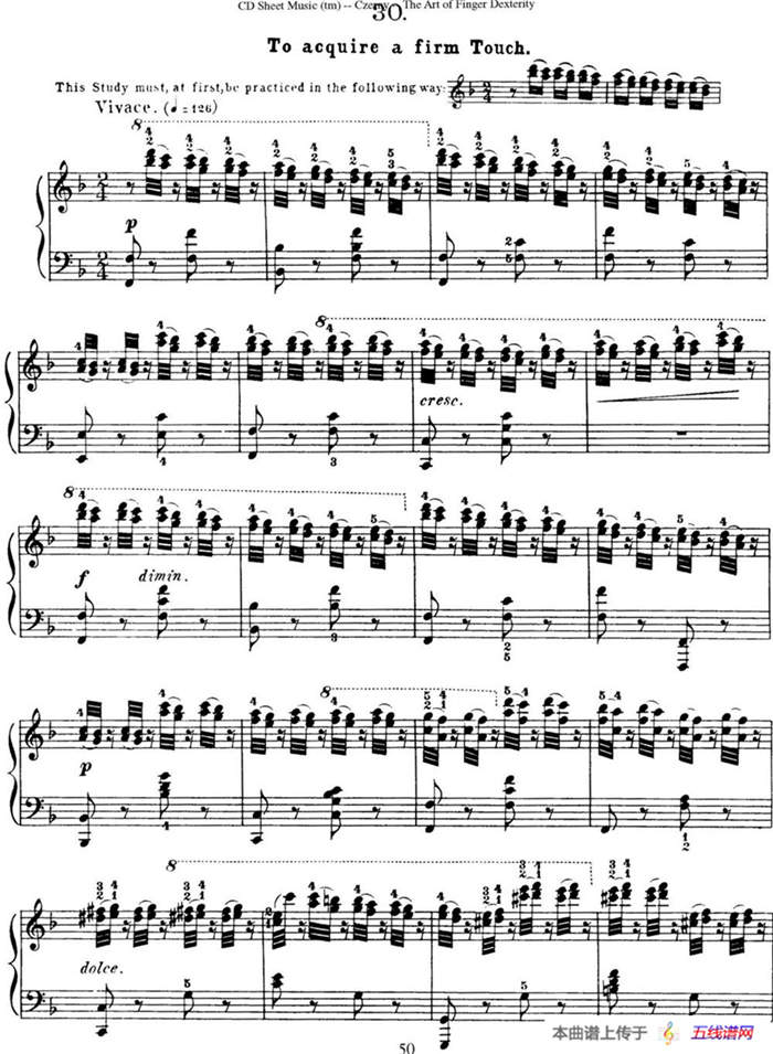 50首车尔尼Op.740钢琴手指灵巧技术练习曲（NO.30）
