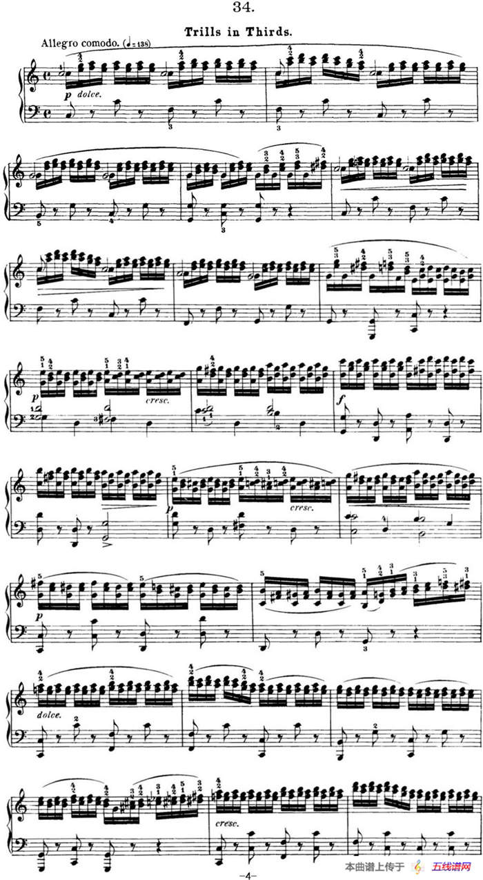 50首车尔尼Op.740钢琴手指灵巧技术练习曲（NO.34）