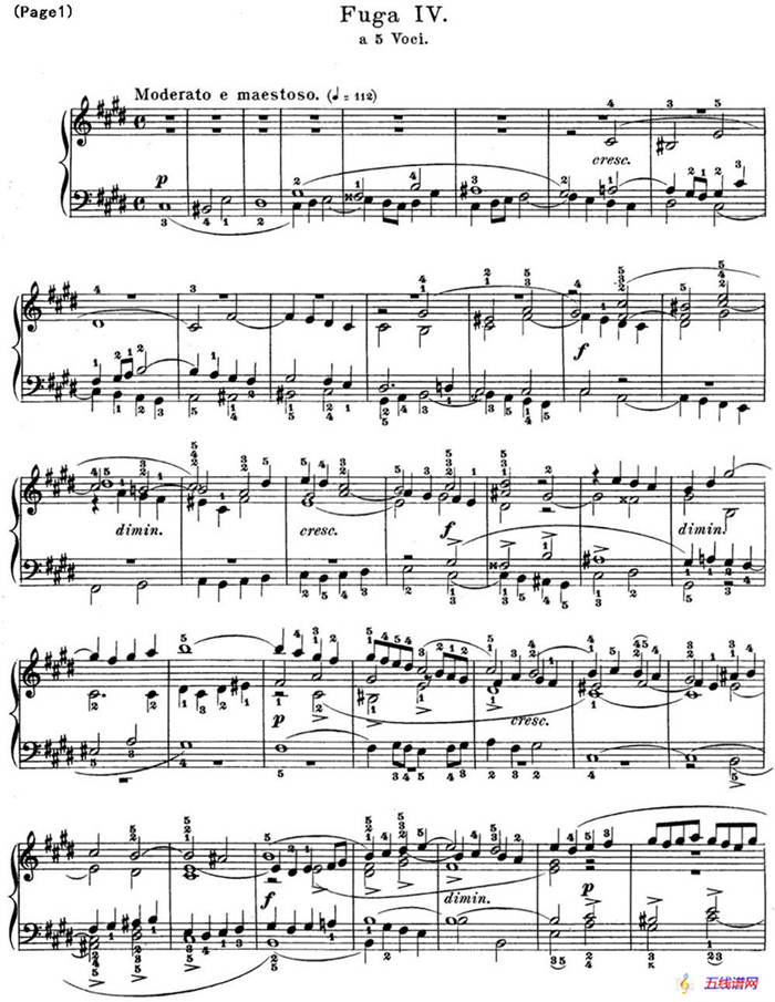 巴赫《平均律钢琴曲集·第一卷》之赋格曲（NO.4）