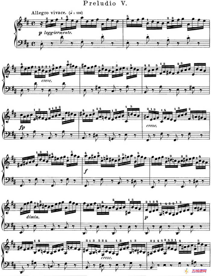 巴赫《平均律钢琴曲集·第一卷》之前奏曲（NO.5）