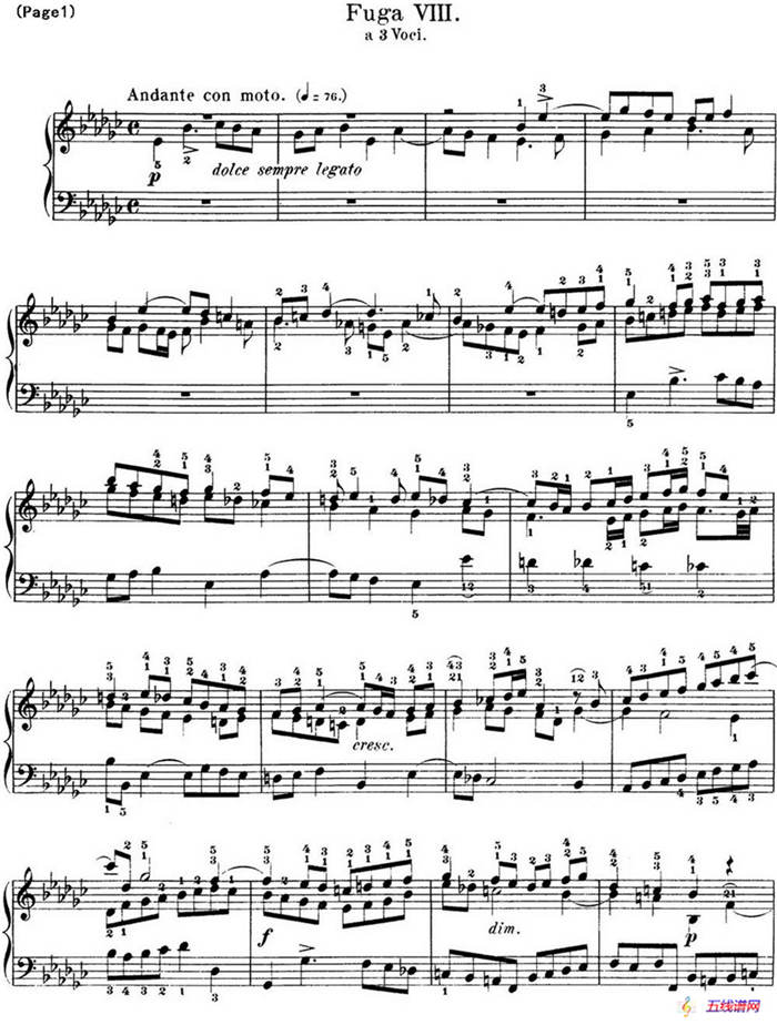 巴赫《平均律钢琴曲集·第一卷》之赋格曲（NO.8）