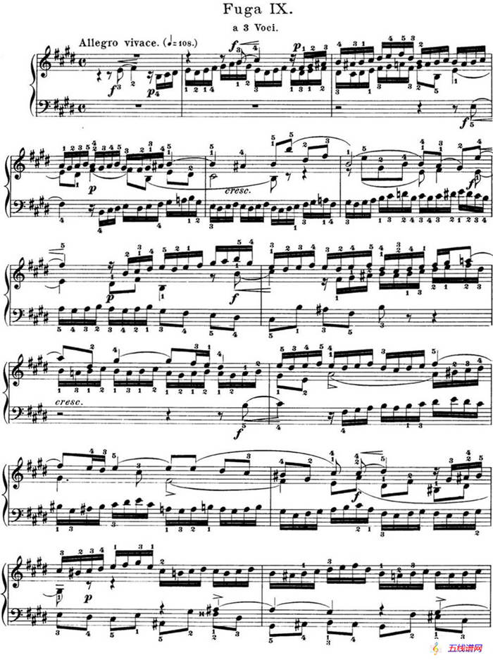 巴赫《平均律钢琴曲集·第一卷》之赋格曲（NO.9）