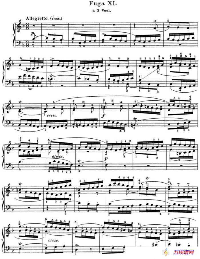 巴赫《平均律钢琴曲集·第一卷》之赋格曲（NO.11）