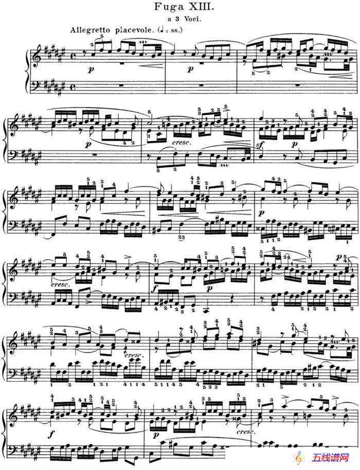 巴赫《平均律钢琴曲集·第一卷》之赋格曲（NO.13）
