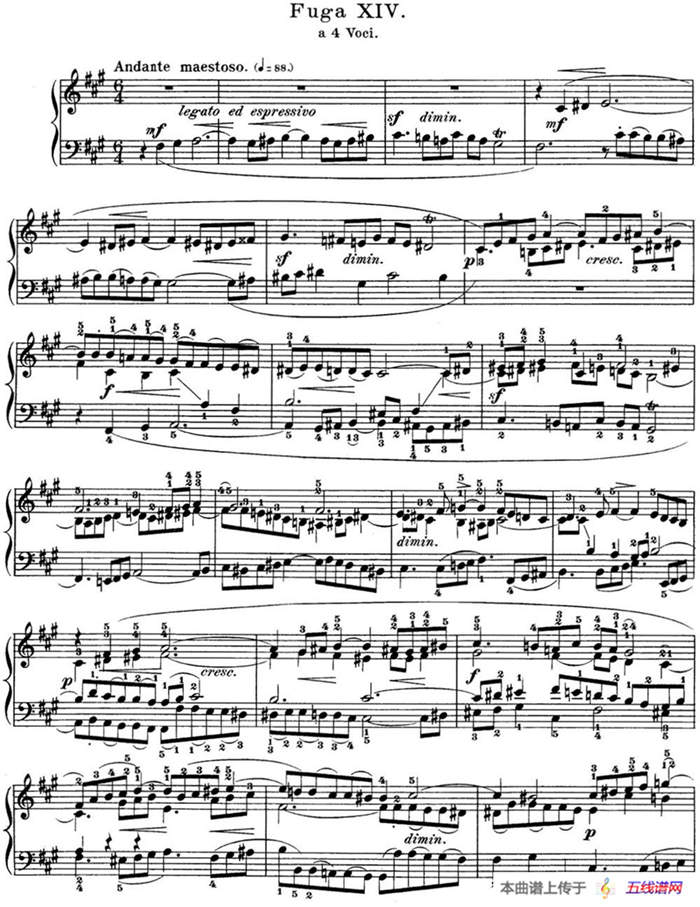 巴赫《平均律钢琴曲集·第一卷》之赋格曲（NO.14）
