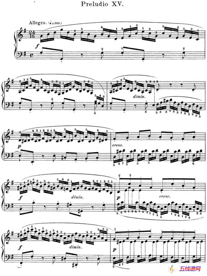 巴赫《平均律钢琴曲集·第一卷》之前奏曲（NO.15）