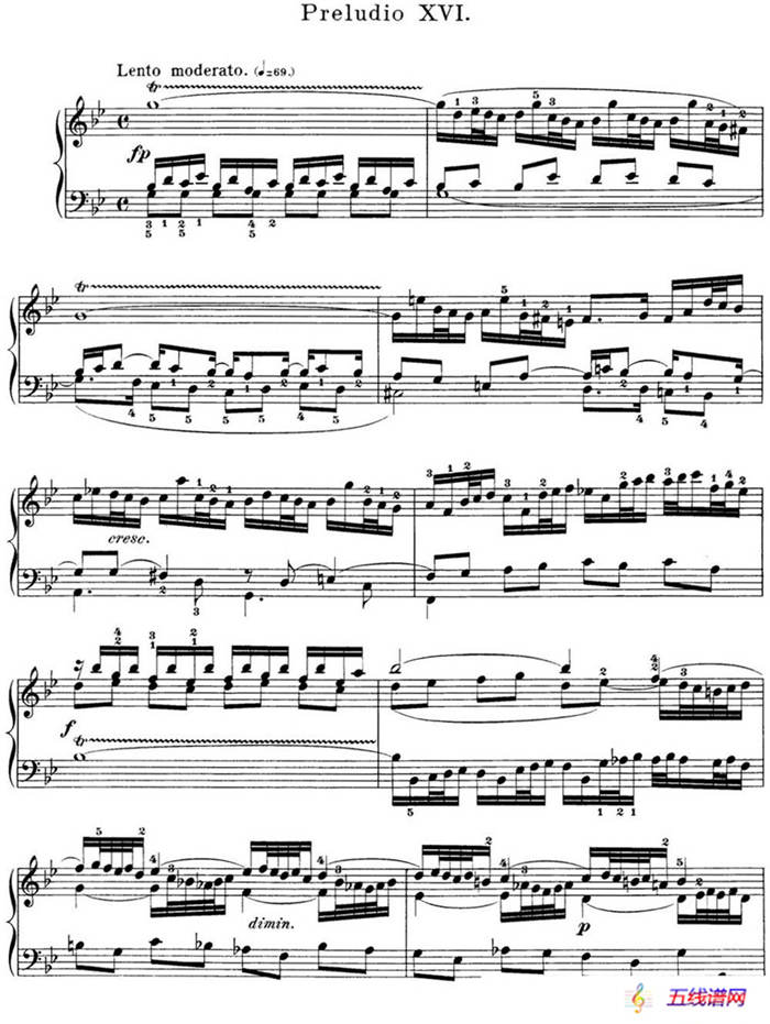 巴赫《平均律钢琴曲集·第一卷》之前奏曲（NO.16）