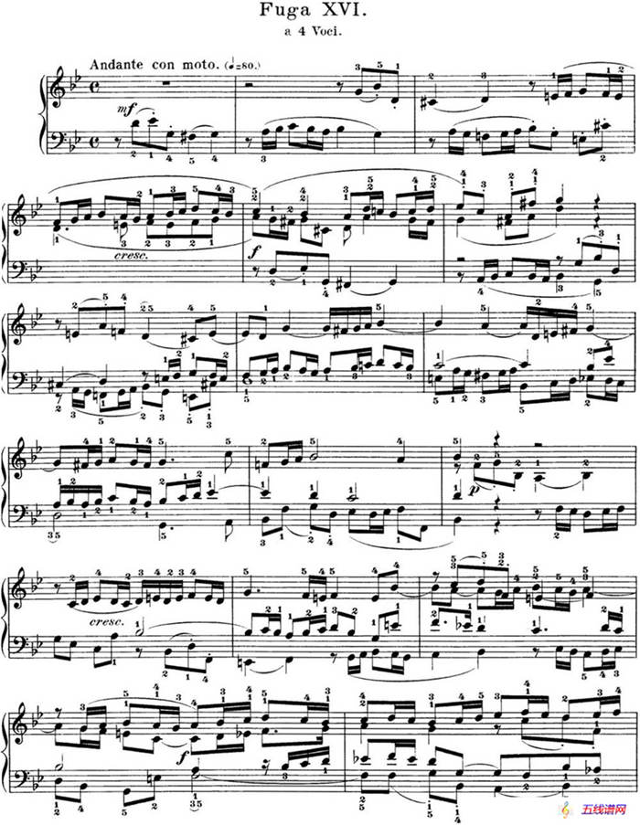 巴赫《平均律钢琴曲集·第一卷》之赋格曲（NO.16）
