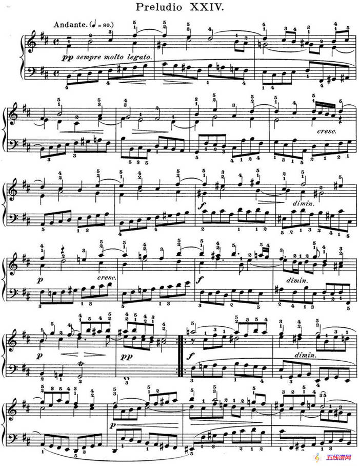 巴赫《平均律钢琴曲集·第一卷》之前奏曲（NO.24）