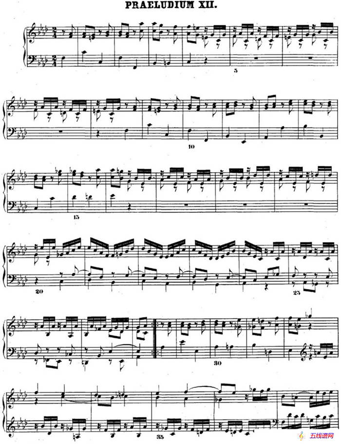 巴赫《平均律钢琴曲集·第二卷》之前奏曲（NO.12）