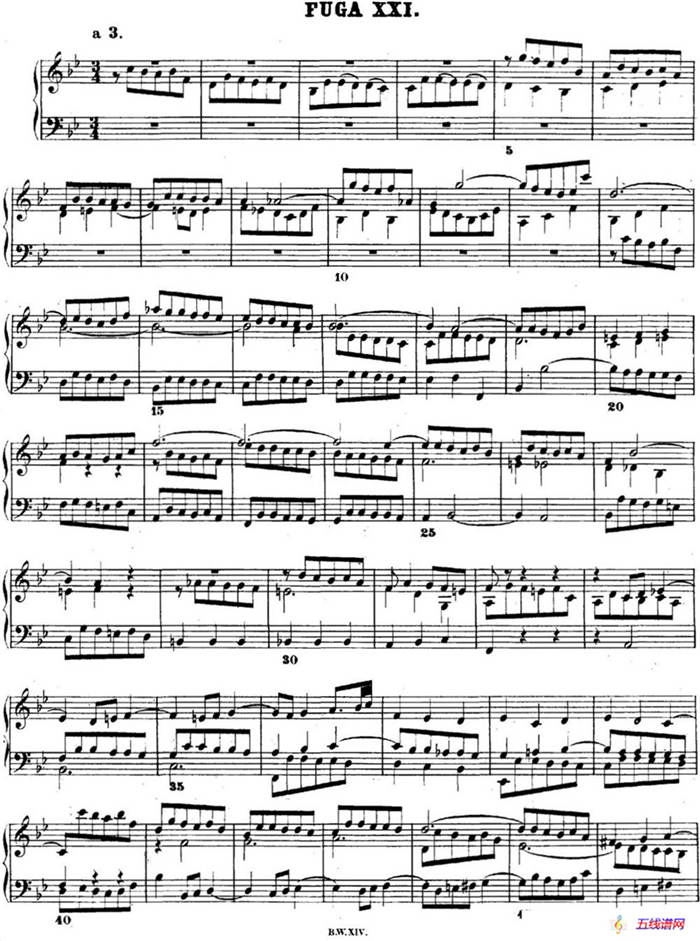 巴赫《平均律钢琴曲集·第二卷》之赋格曲（NO.21）