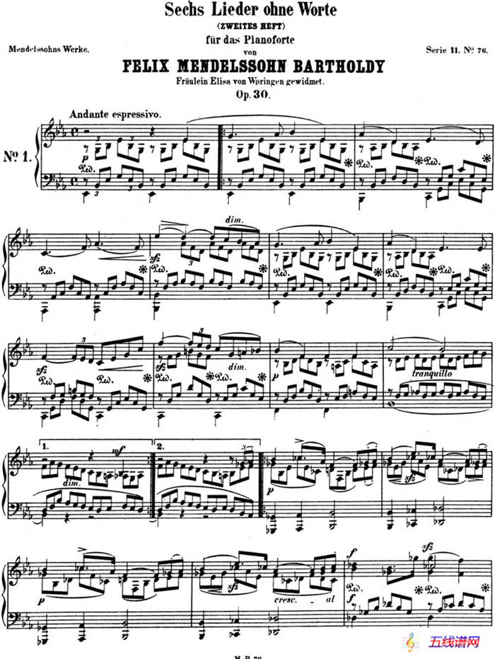门德尔松无词歌Op.30（NO.1）