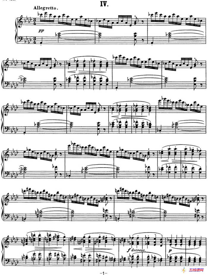 舒伯特降E大调即兴曲D.899，Op.90（NO.4）